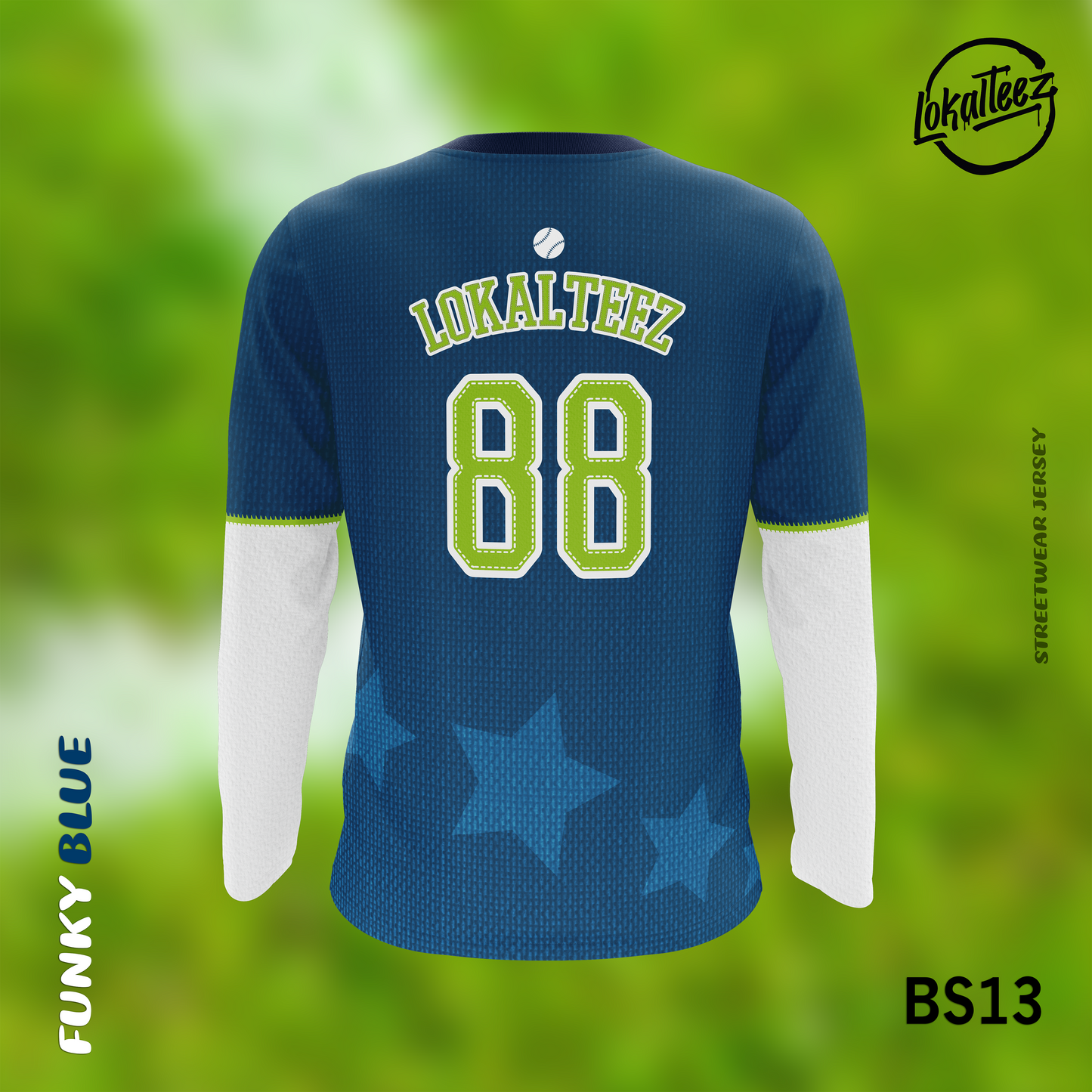LOKALTEEZ BS13 Baseball Japanese Edition FUNKY BLUE 180GSM JERSEY BOLA