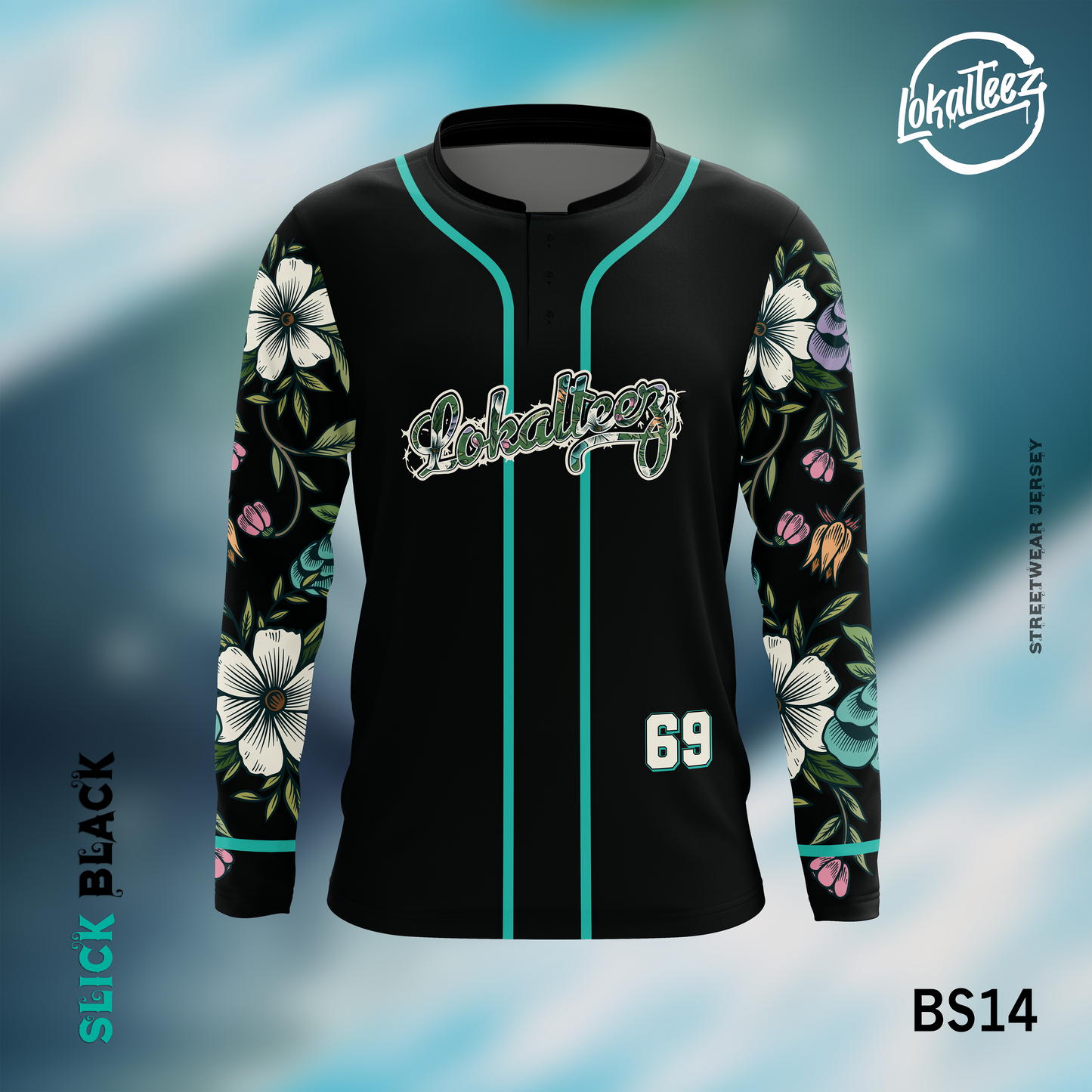 LOKALTEEZ BS14 Baseball Japanese Edition SLICK BLACK 180GSM JERSEY BOLA