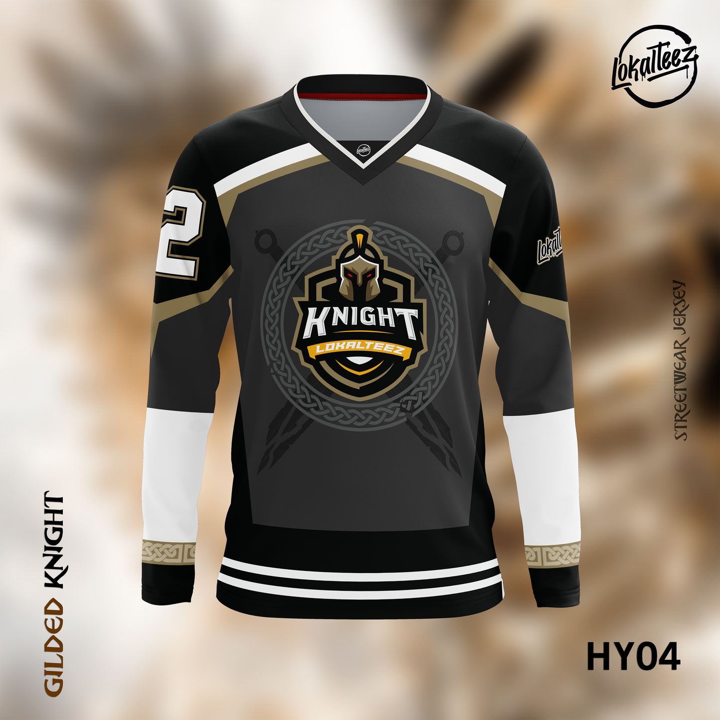 LOKALTEEZ HY04 Ice Hockey Edition GLIDED KNIGHT 180GSM Double V-Neck