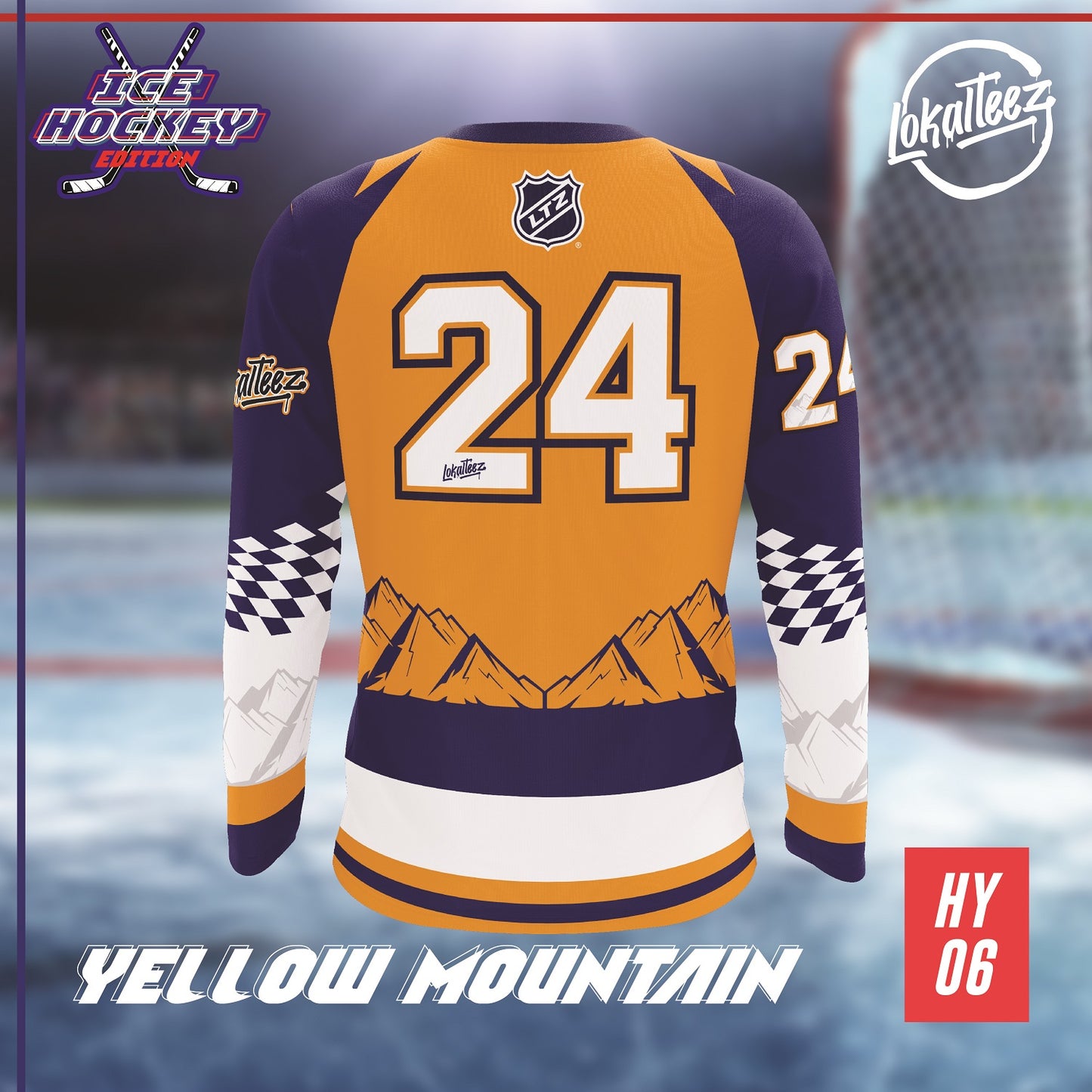 LOKALTEEZ HY06 Ice Hockey Edition YELLOW MOUNTAIN 180GSM Double V-Neck