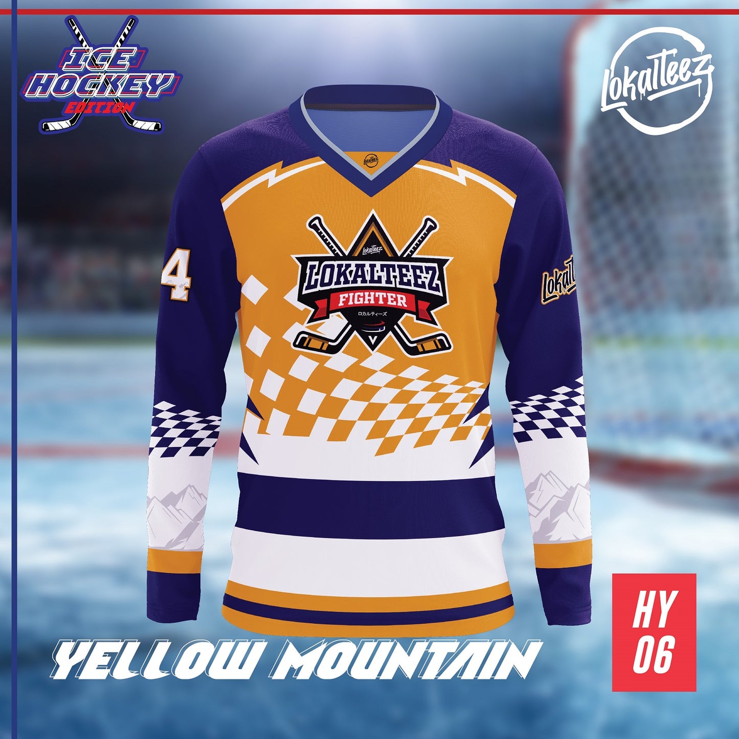 LOKALTEEZ HY06 Ice Hockey Edition YELLOW MOUNTAIN 180GSM Double V-Neck