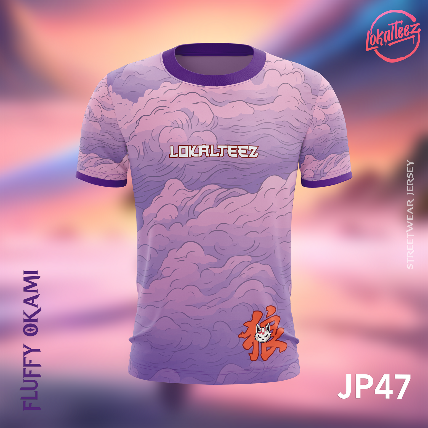 LOKALTEEZ JP47 Japanese PINKU Edition FLUFFY OKAMI 150GSM Round Neck