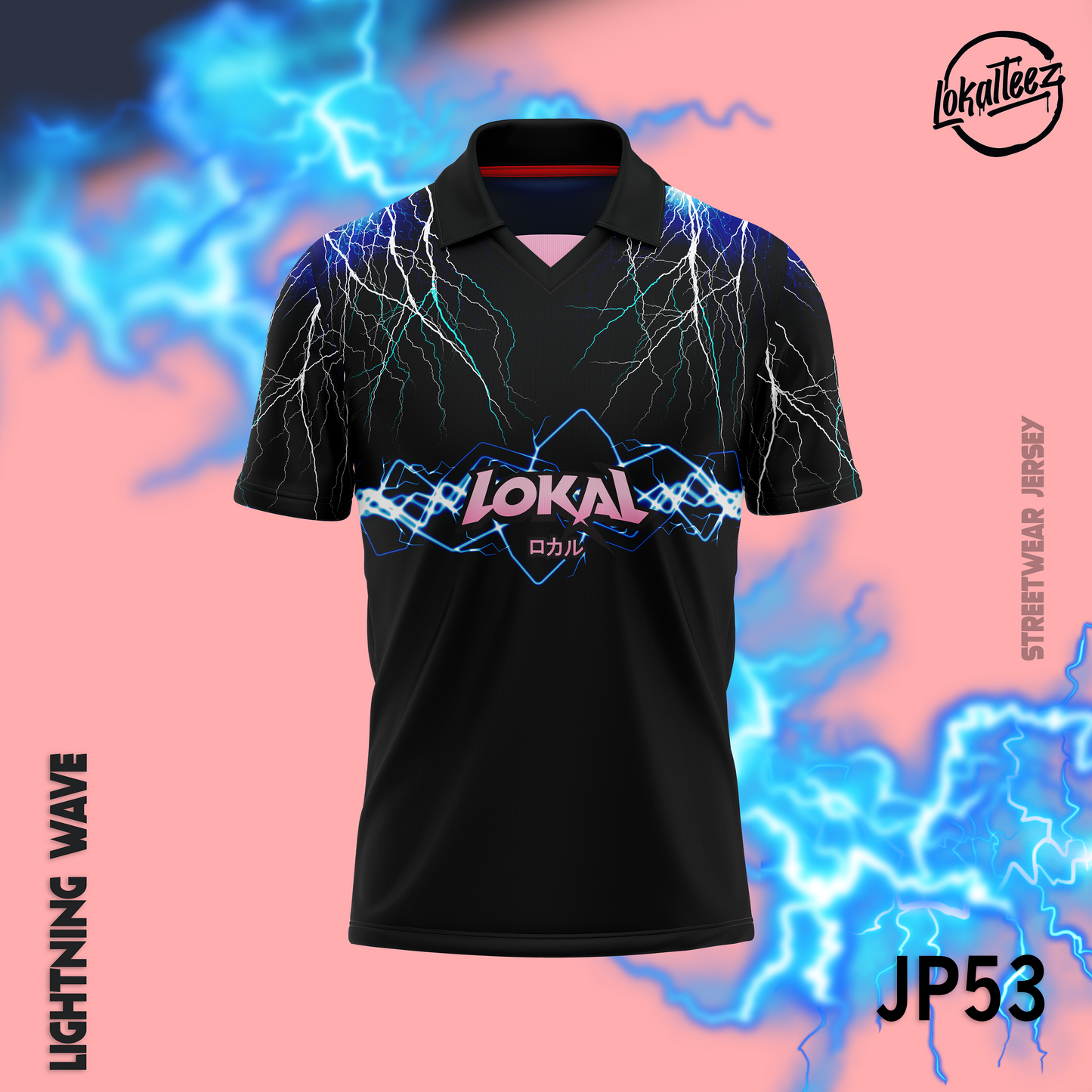 LOKALTEEZ JP53 Japanese TENKI Edition LIGHTNING WAVE 280GSM Lycra Retro Collar