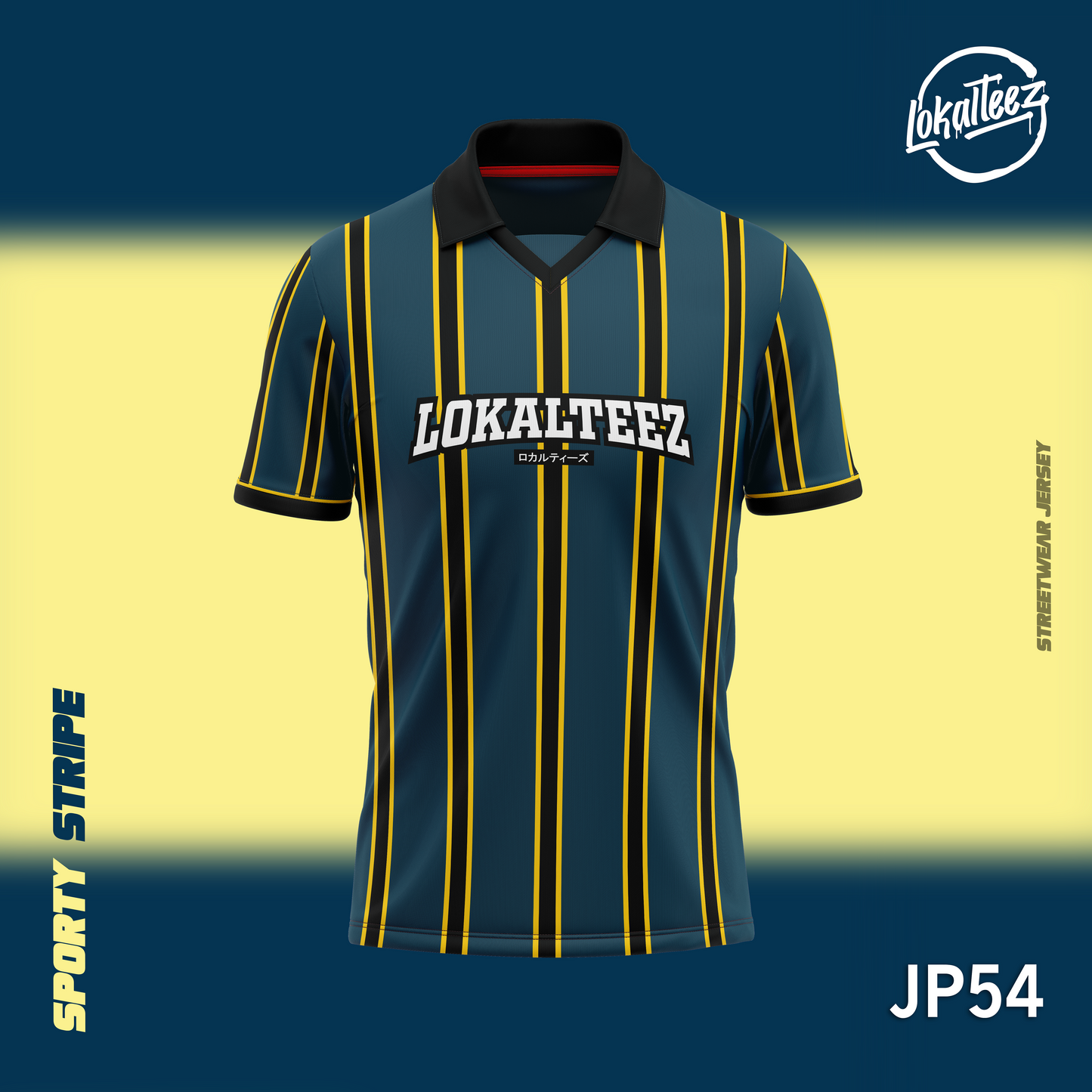 LOKALTEEZ JP54 Japanese TENKI Edition SPORTY STRIPE 280GSM Lycra Retro Collar