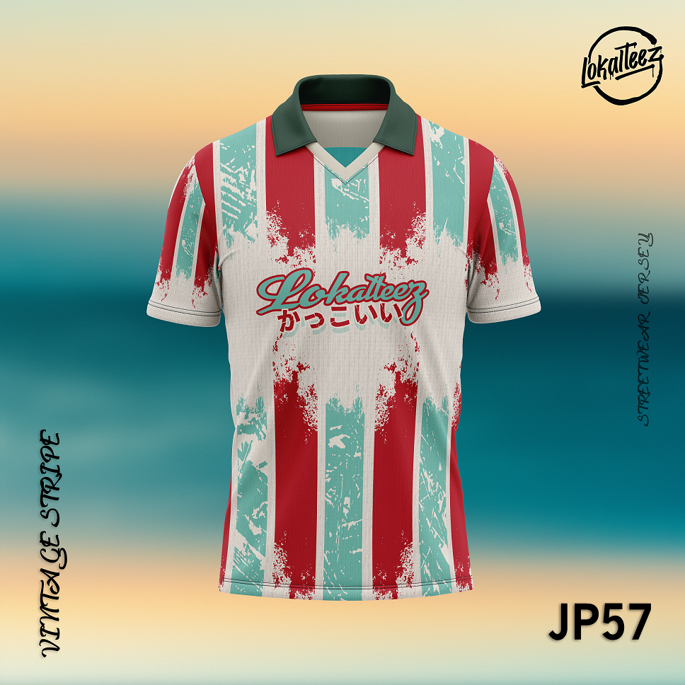 LOKALTEEZ JP57 Japanese TENKI Edition VINTAGE STRIPE 280GSM Lycra Retro Collar