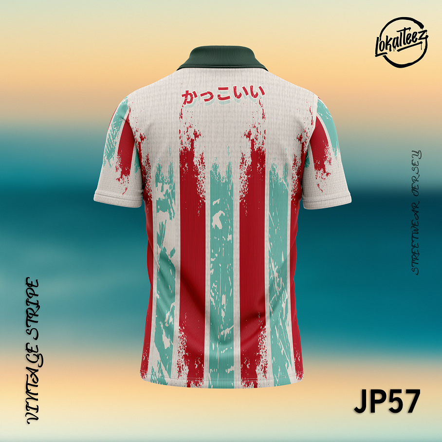 LOKALTEEZ JP57 Japanese TENKI Edition VINTAGE STRIPE 280GSM Lycra Retro Collar