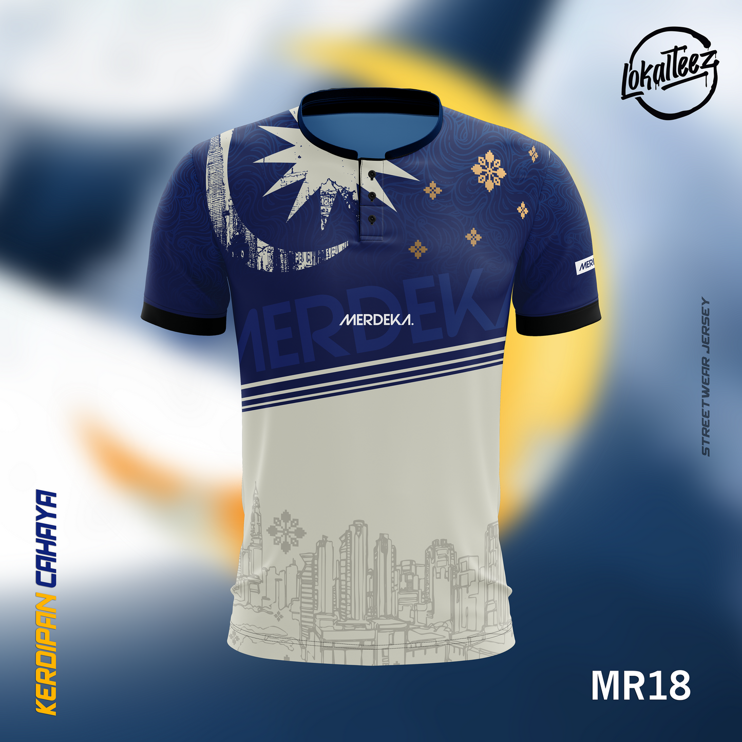LOKALTEEZ MR18 Merdeka 66th Edition KERDIPAN CAHAYA 180GSM Mandarin Collar