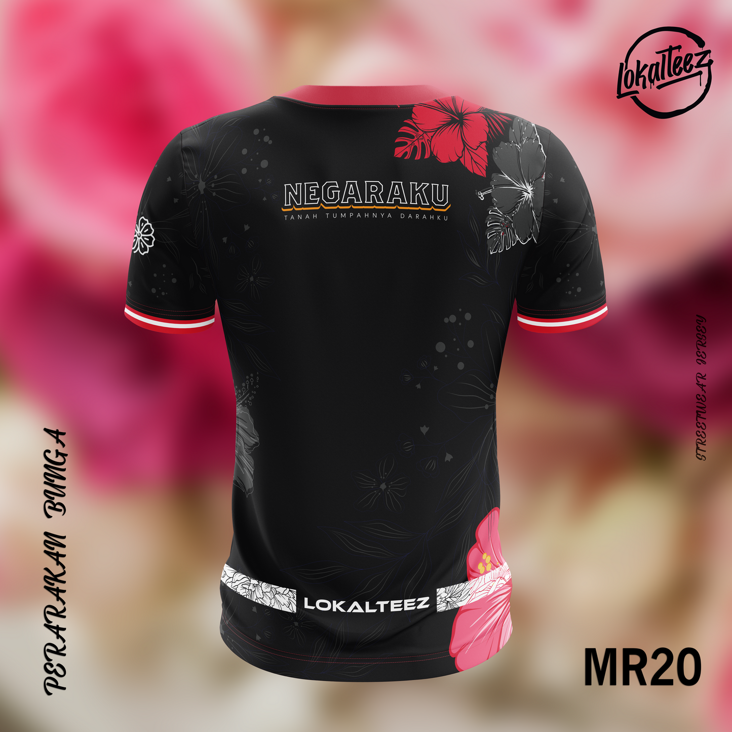 LOKALTEEZ MR20 Merdeka 66th Edition PERARAKAN BUNGA 180GSM Round Neck