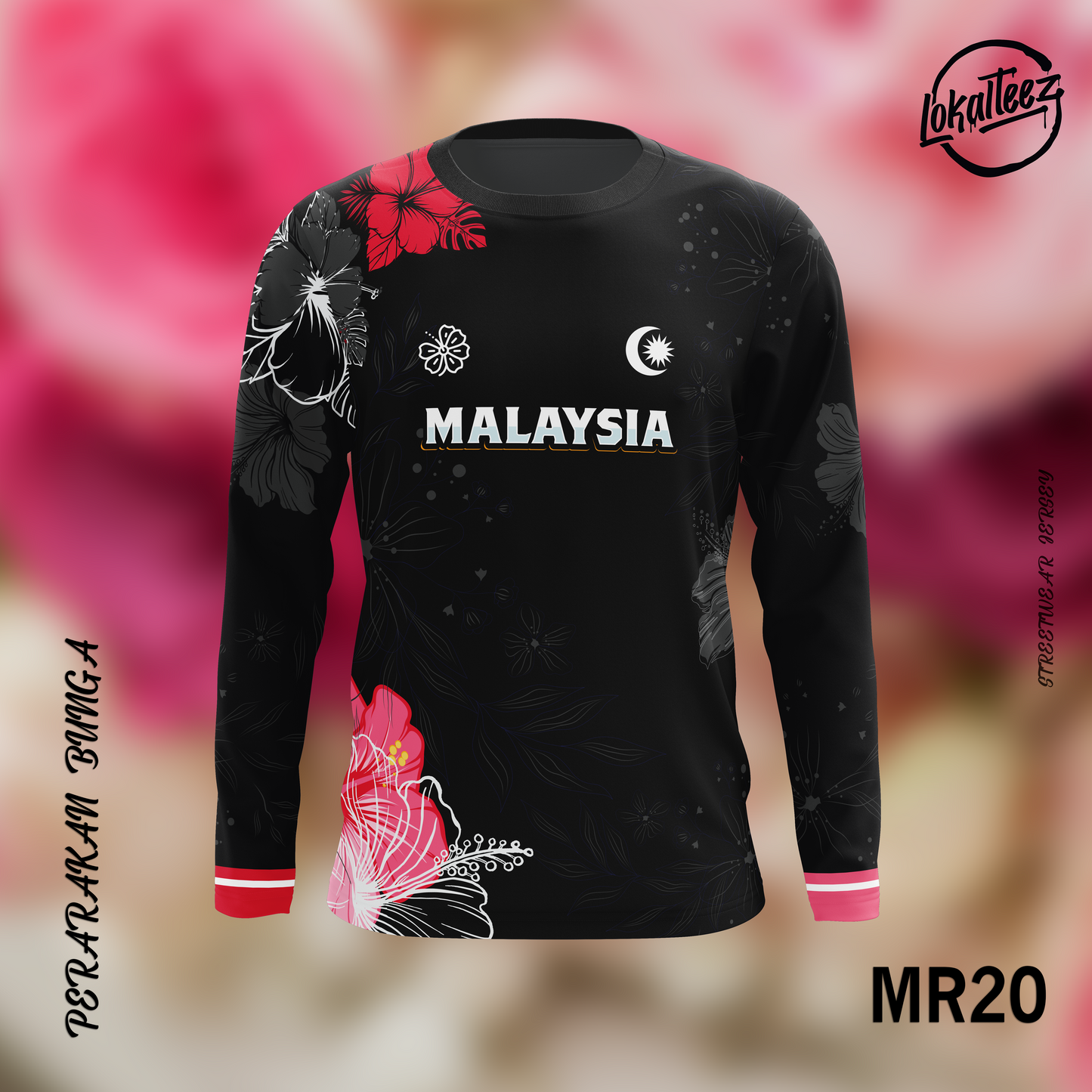 LOKALTEEZ MR20 Merdeka 66th Edition PERARAKAN BUNGA 180GSM Round Neck