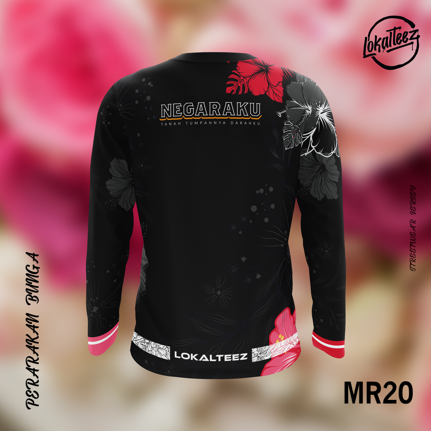 LOKALTEEZ MR20 Merdeka 66th Edition PERARAKAN BUNGA 180GSM Round Neck