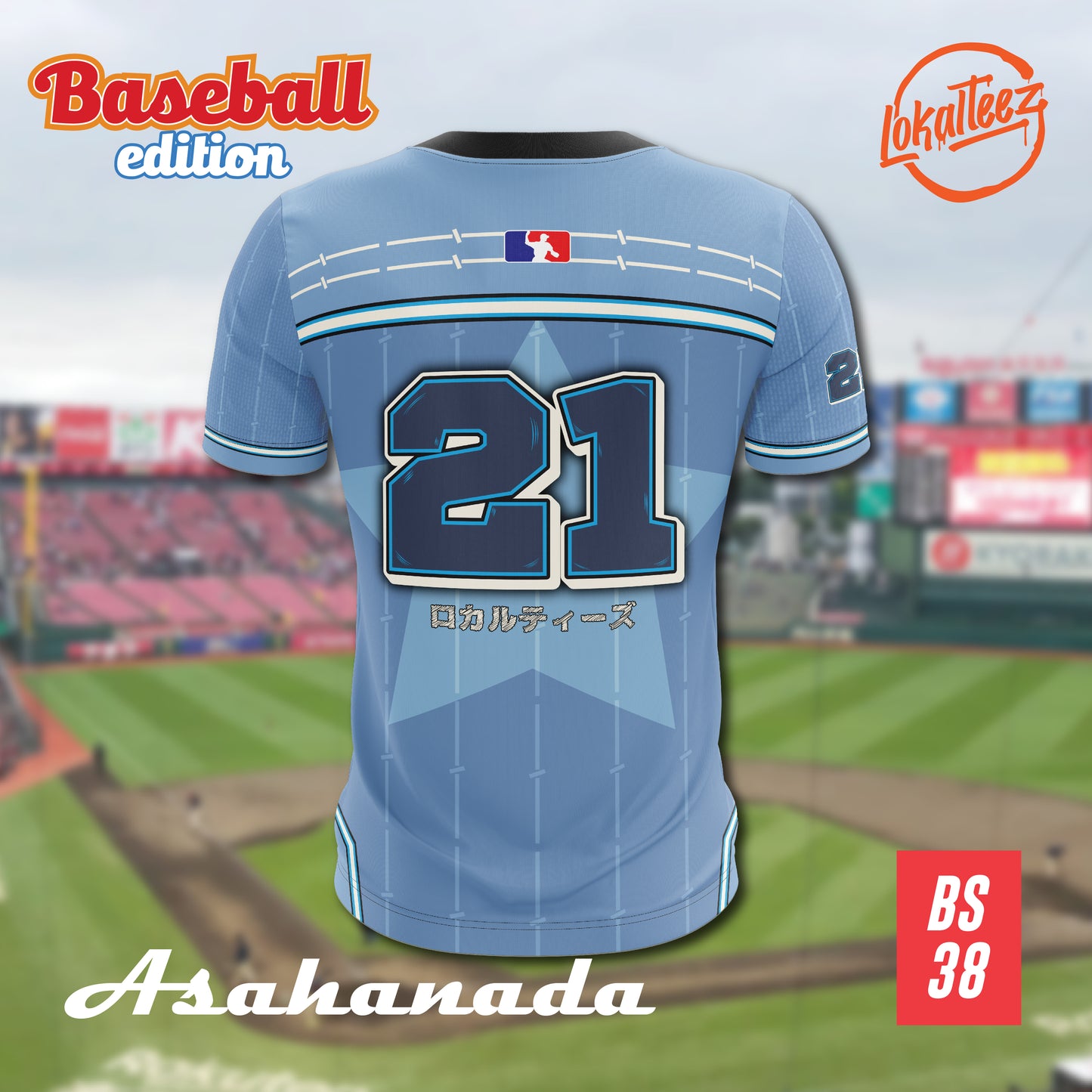 LOKALTEEZ BS38 Baseball Japanese Edition ASAHANADA 180GSM JERSEY BOLA