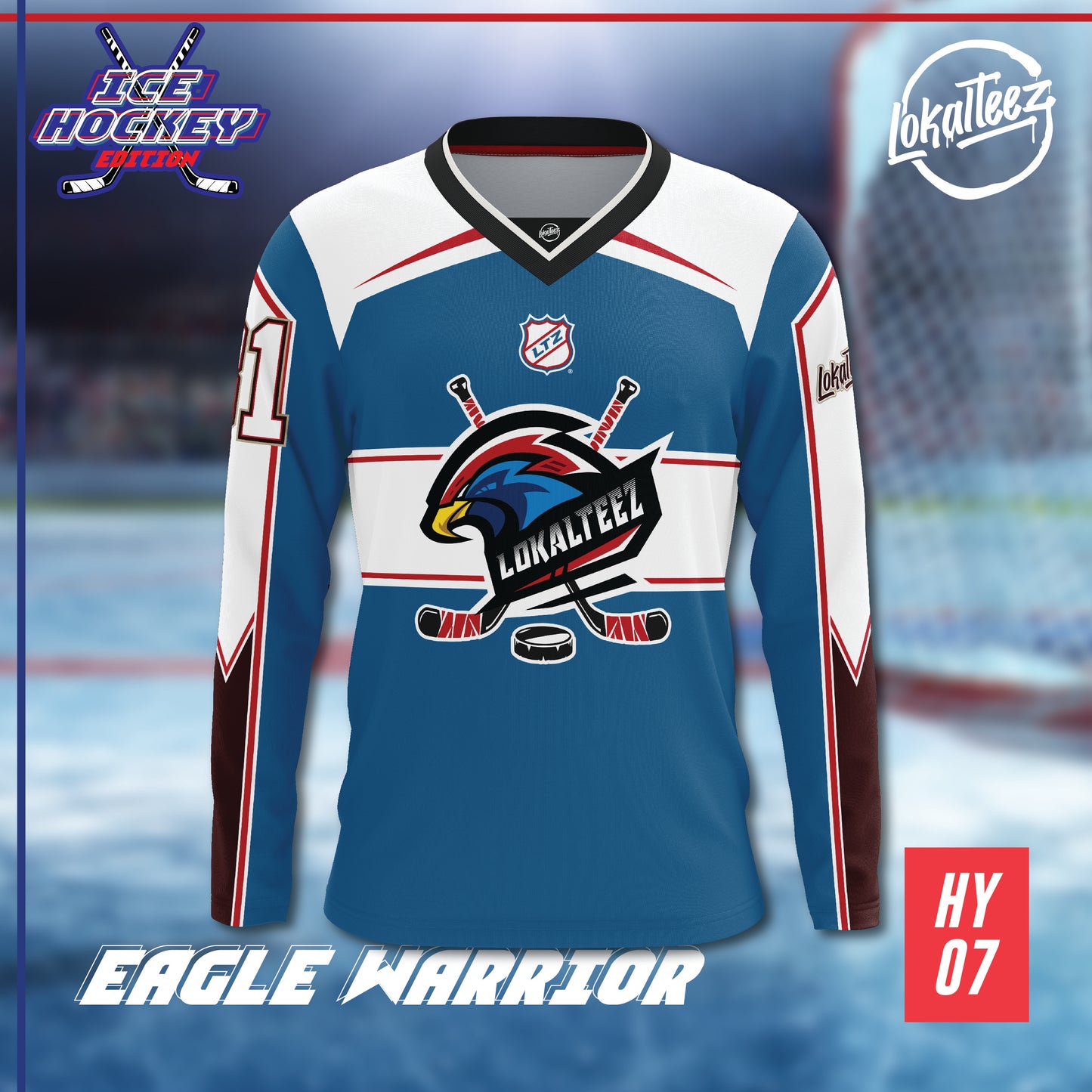 LOKALTEEZ HY07 Ice Hockey Edition EAGLE WARRIOR 180GSM Double V-Neck