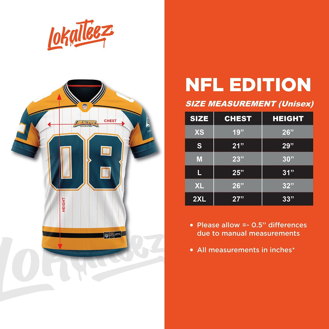 [NFL OVERSIZED BERSULAM] LOKALTEEZ NFL15 NFL Edition MUSOU TAIMU 280GSM JERSEY