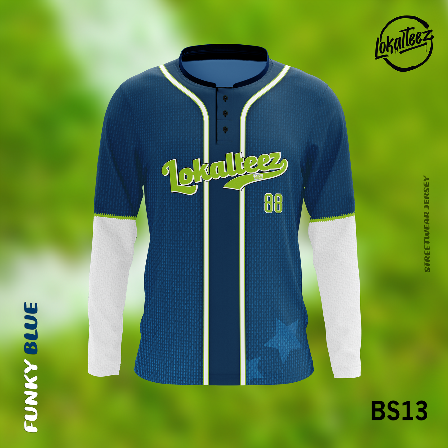 LOKALTEEZ BS13 Baseball Japanese Edition FUNKY BLUE 180GSM JERSEY BOLA