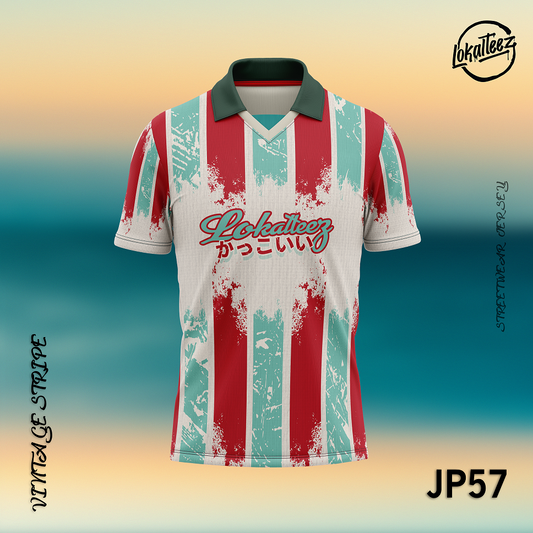 LOKALTEEZ JP57 Japanese TENKI Edition VINTAGE STRIPE 280GSM Lycra Retro Collar