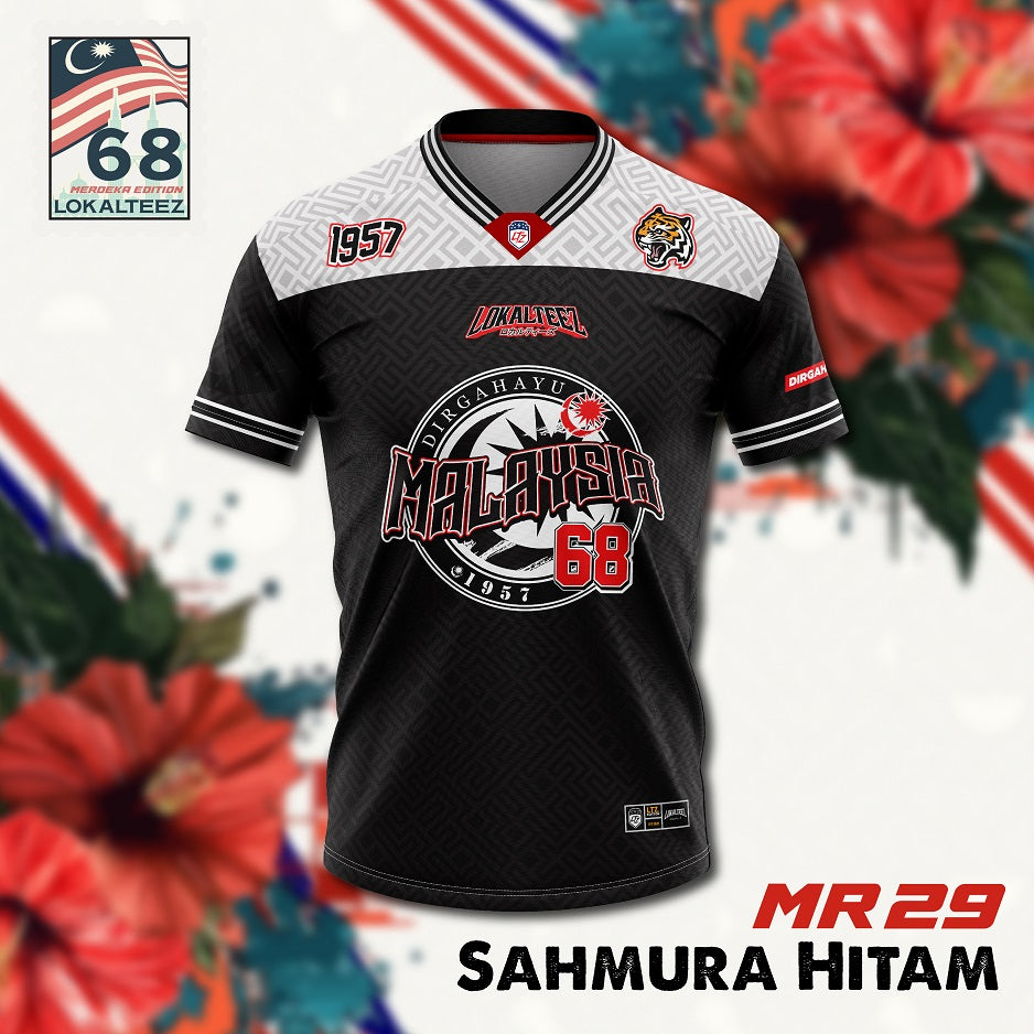[NFL OVERSIZED BERSULAM] LOKALTEEZ MR29 MERDEKA NFL Edition SAHMURA HITAM 280GSM JERSEY
