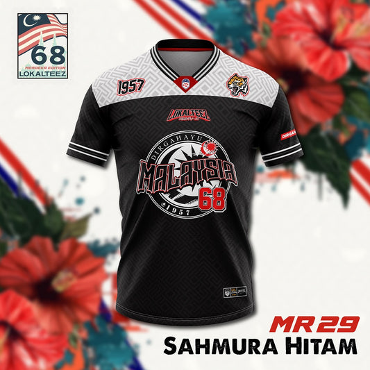 [NFL OVERSIZED BERSULAM] LOKALTEEZ MR29 MERDEKA NFL Edition SAHMURA HITAM 280GSM JERSEY