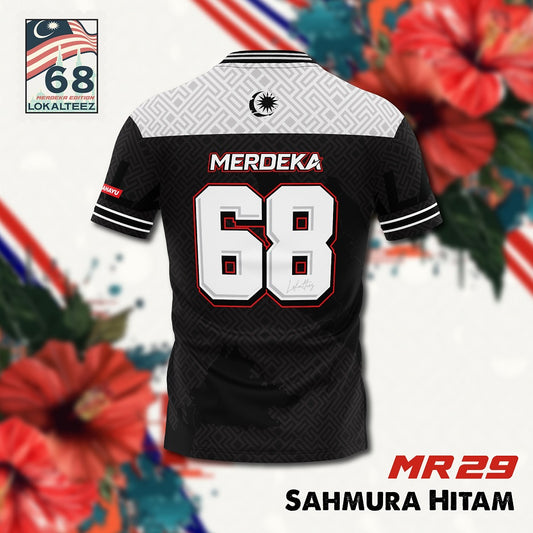 [NFL OVERSIZED BERSULAM] LOKALTEEZ MR29 MERDEKA NFL Edition SAHMURA HITAM 280GSM JERSEY