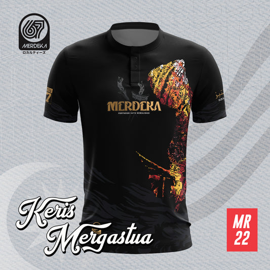 LOKALTEEZ MR22 Merdeka 67th Edition KERIS MERGASTUA180GSM Mandarin Collar