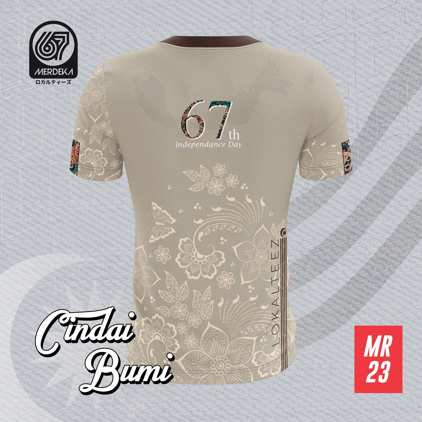 LOKALTEEZ MR23 Merdeka 67th Edition CINDAI BUMI 150GSM Round Neck
