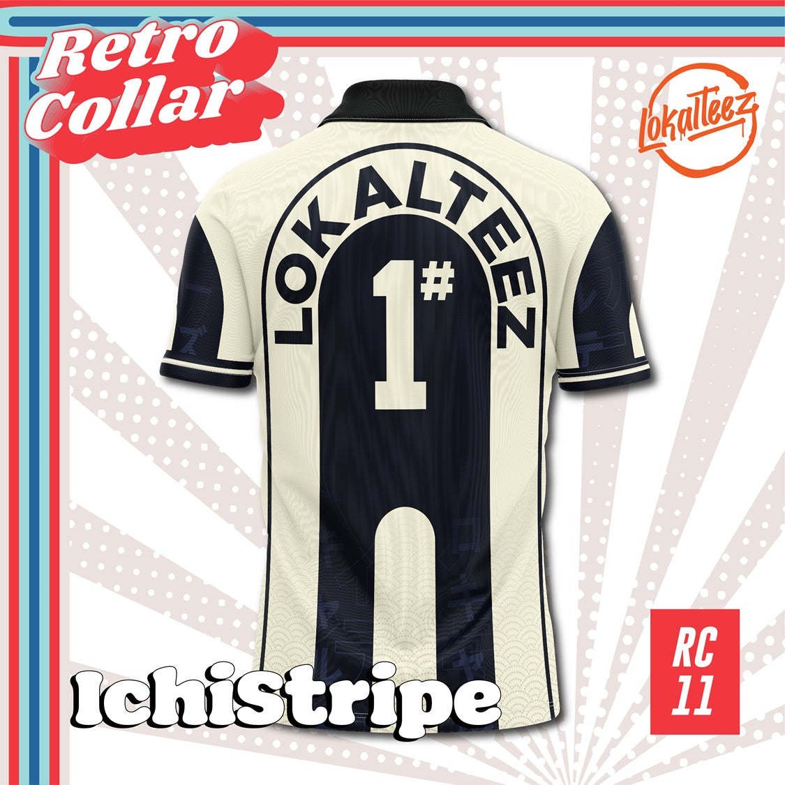 [OVERSIZED] LOKALTEEZ RC11 Japanese DOKUSU Edition ICHI-STRIPE 280GSM Lycra Retro Collar