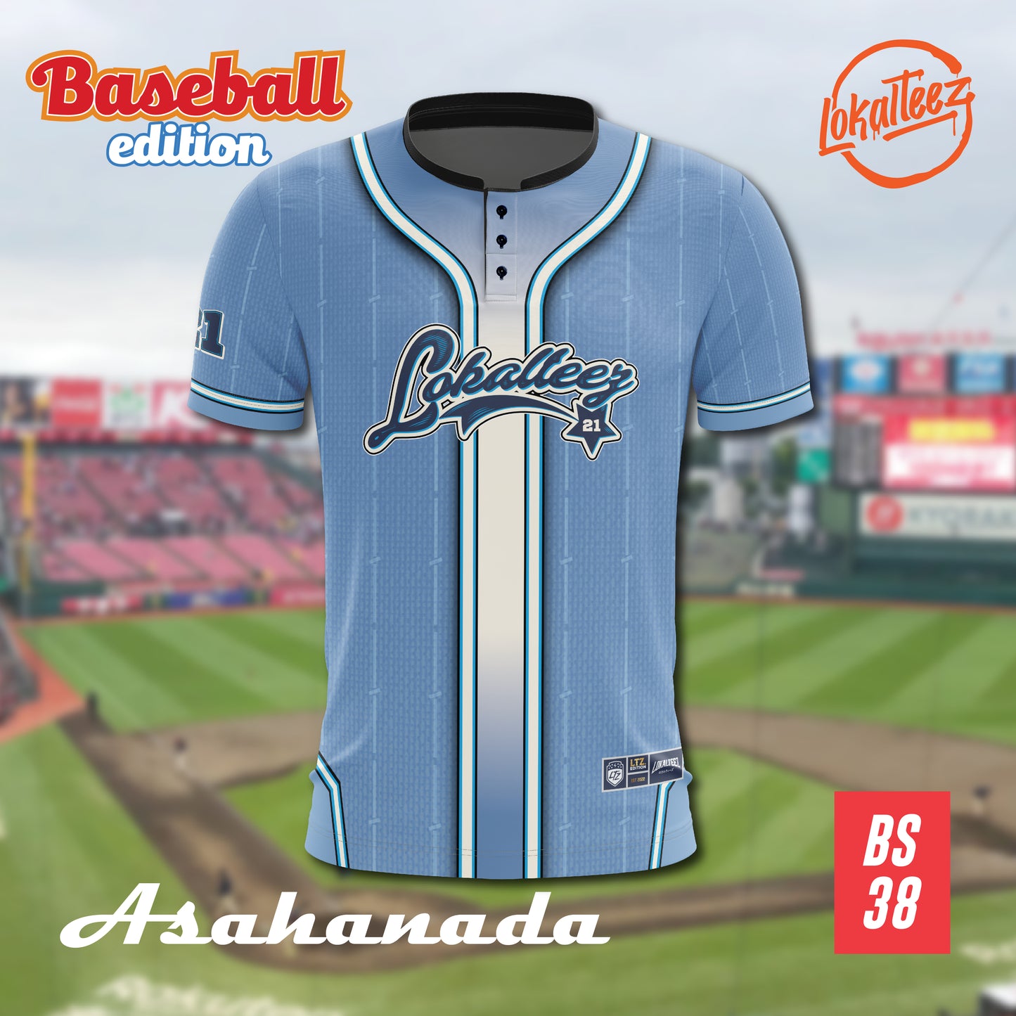 LOKALTEEZ BS38 Baseball Japanese Edition ASAHANADA 180GSM JERSEY BOLA