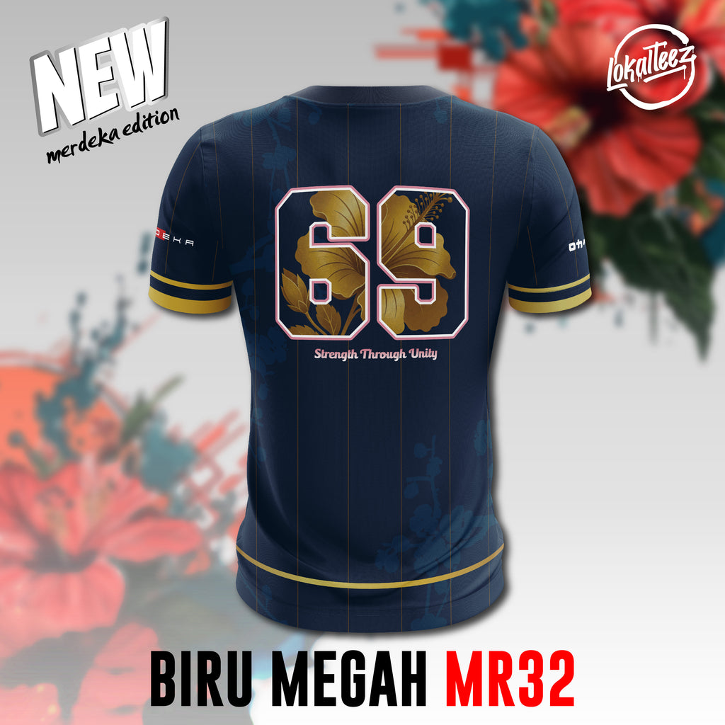 LOKALTEEZ MR32 Merdeka 69th Edition BIRU MEGAH 180GSM Merdeka Baseball