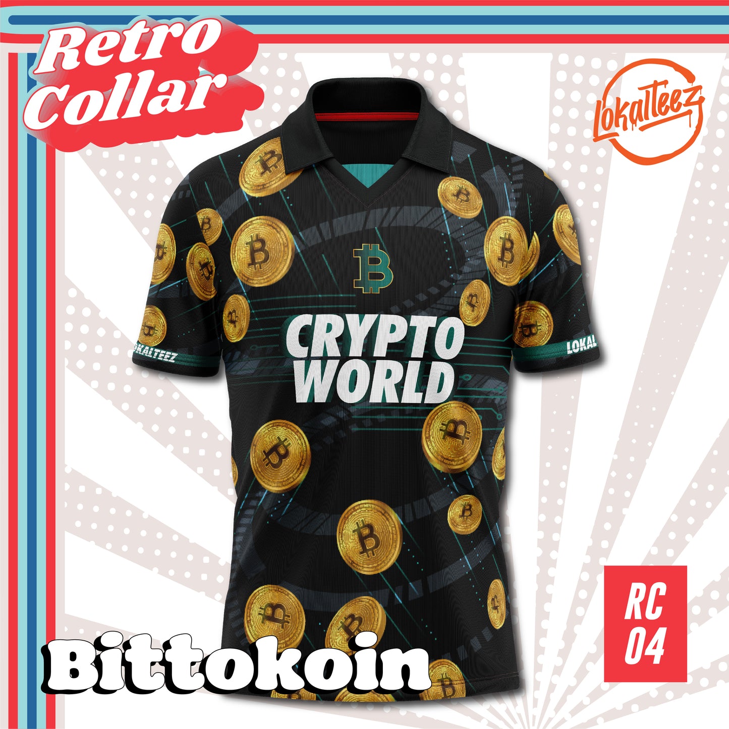 [OVERSIZED] LOKALTEEZ RC04 Japanese DOKUSU Edition BITTOKOIN 280GSM Lycra Retro Collar Jersey