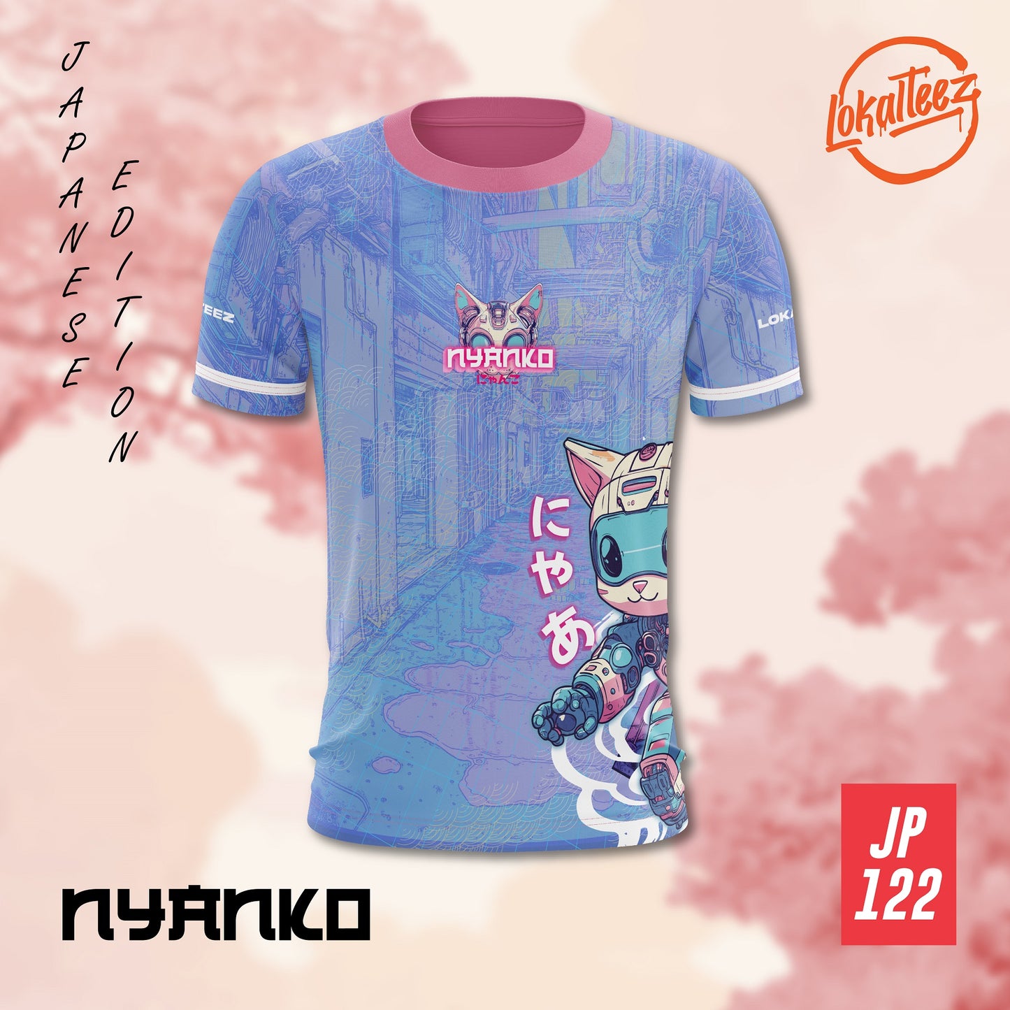 LOKALTEEZ JP122 Japanese KAWAII Edition NYANKO 150GSM MICROFIBER EYELET JERSEY