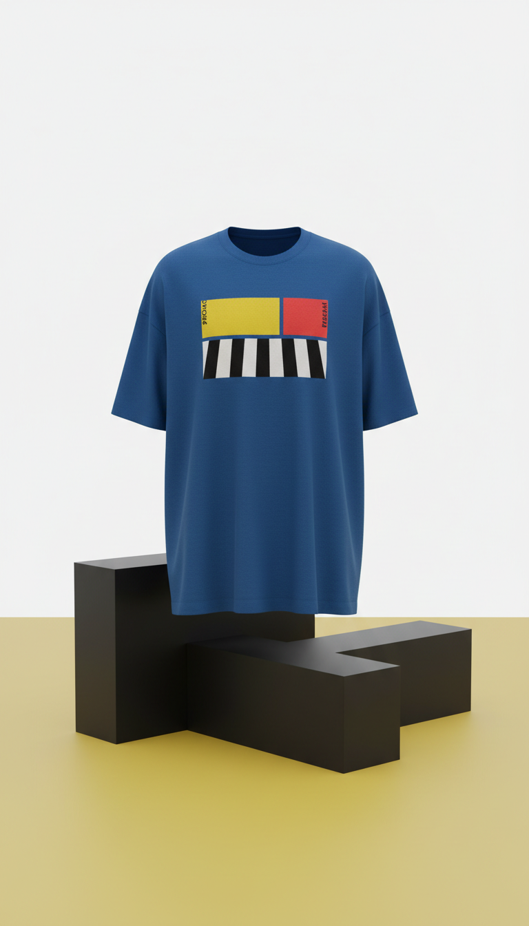 KL blue oversized tee with crosswalk print